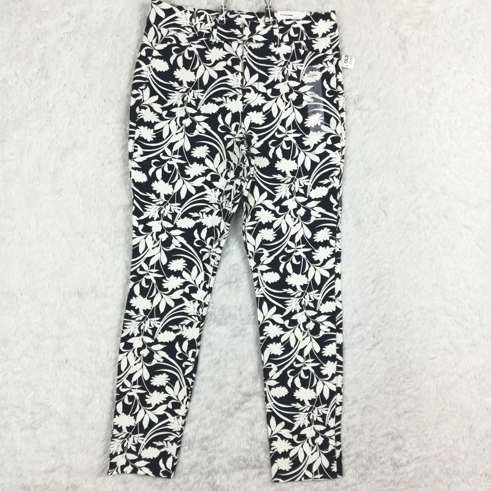 Old Navy Womens Pants Pixie Skinny High Rise Ankle Navy White Floral 4 New